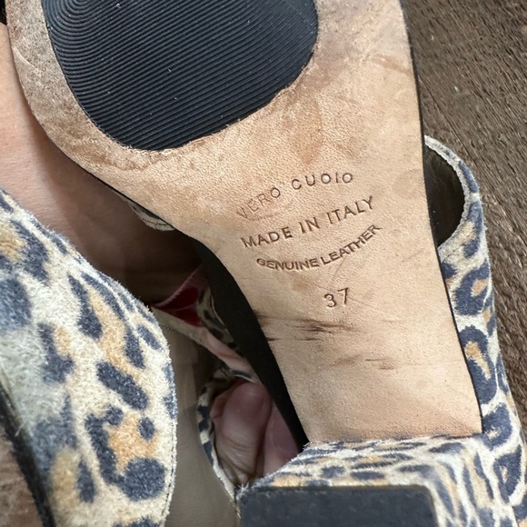 ANYI LU Leopard Print Block Heel Sandals – Size 37 (US 6.5-7) - Picture 6 of 8